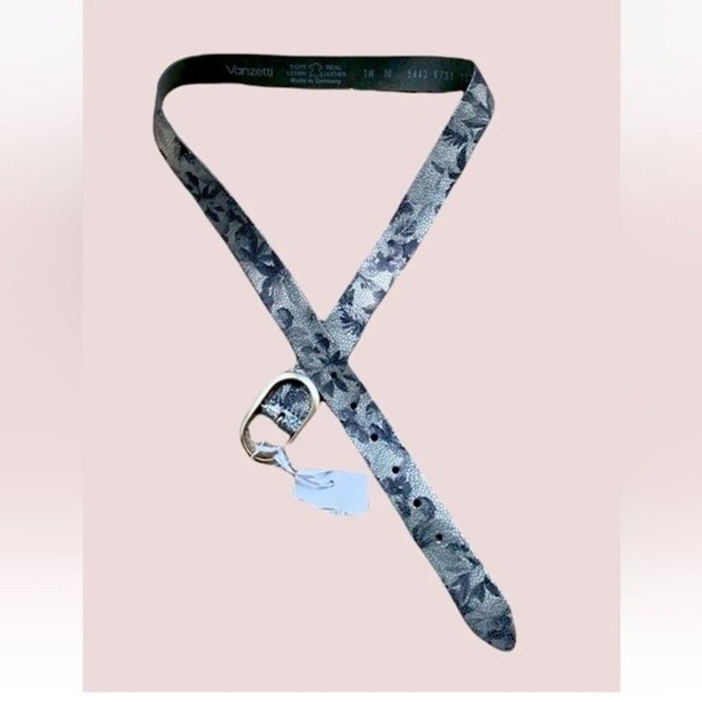 Free People Vanzetti Belt Silver Print Real Leather Germany/ Italy Made New